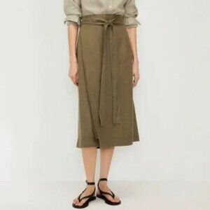 Everlane The Linen Wrap Skirt Green - Size 4